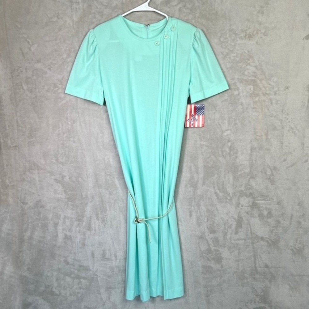 Vintage Lehigh Dress Women's‎ 16 Mint Green Midi Pleated Deadstock Union Teacher